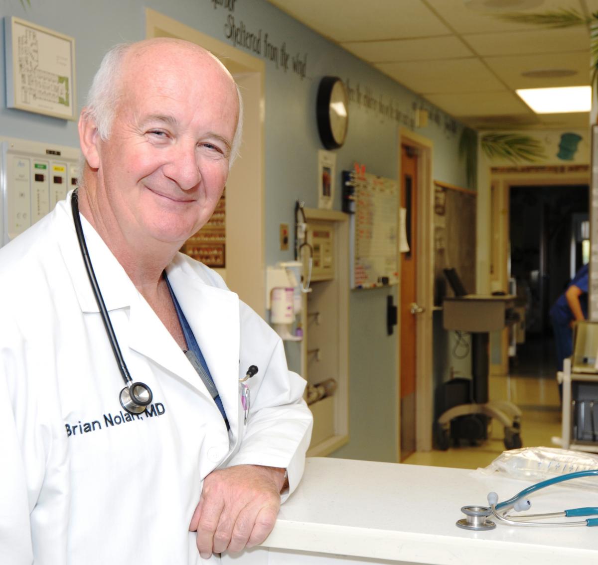 Dr. Brian Nolan at the Hurley PICU Nurses' Station. 2011