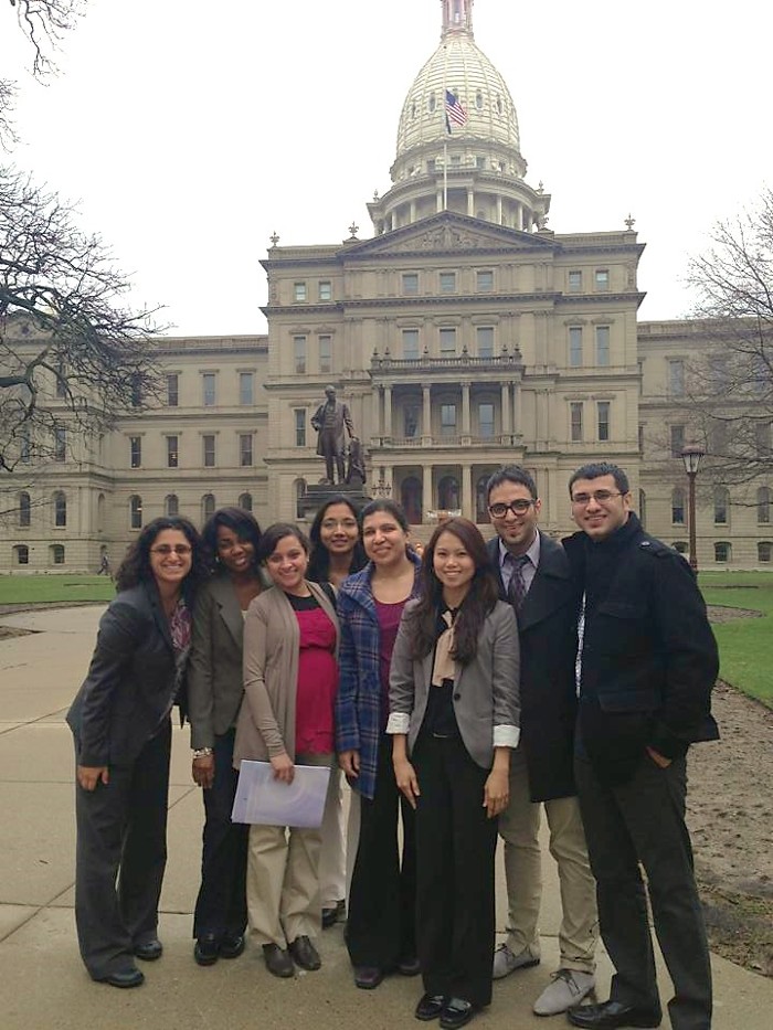 Dr Hanna-Attisha with resident physicians on Michigan's Pediatric Legislative Advocacy Day (2016 Hurley file photo)